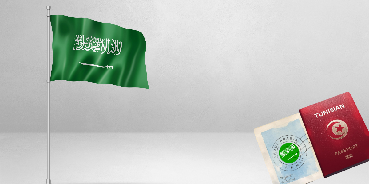 Drapeaux de l’Arabie saoudite illustrant les différentes procédures de visa saoudien pour les Tunisiens selon leur profil